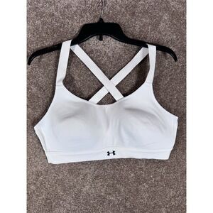 Women's Under Armour‎ White Crossback Compression Mid Impact Sports Bra